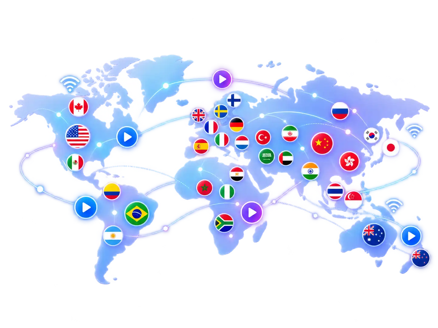 Gold IPTV worldwide live channel map with United States coverage